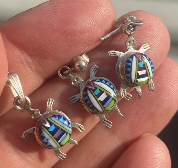 Benny Pinto Navajo Sterling Silver Turtle Inlay S… - image 2