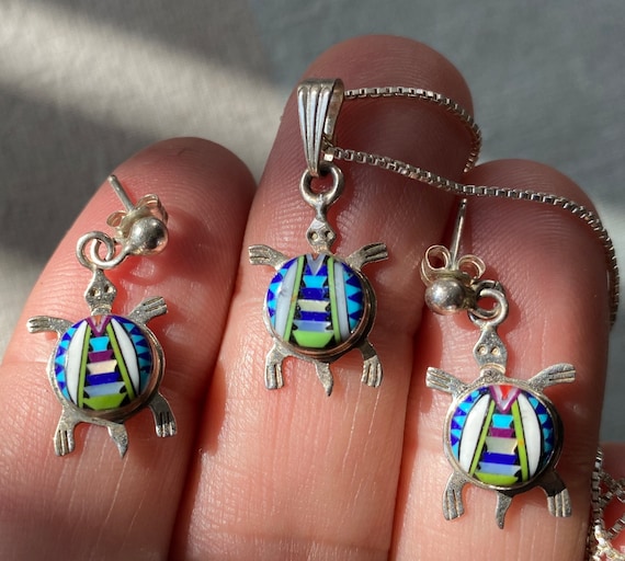 Benny Pinto Navajo Sterling Silver Turtle Inlay S… - image 3