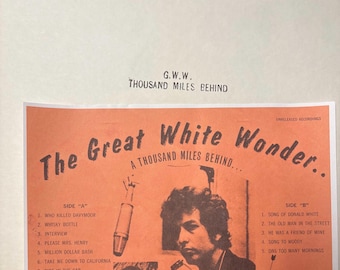Bob Dylan/ Johnny Cash Great White Wonder 1000 Miles behind 1970's Bootleg Original never played.