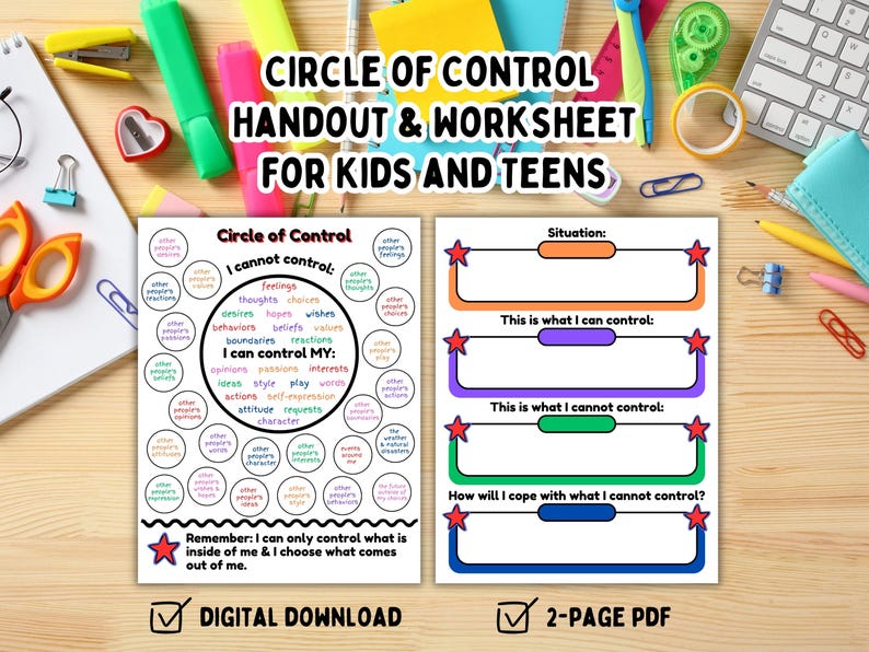 Circle of Control Handout & Worksheet for Kids and Teens - Etsy