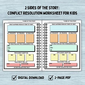 Conflict Resolution Worksheet for Kids: 2 Sides of the Story