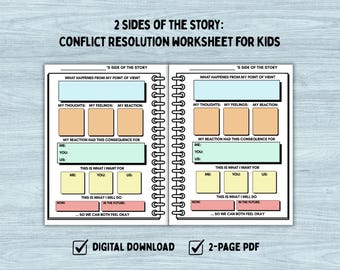 Conflict Resolution Worksheet for Kids: 2 Sides of the Story