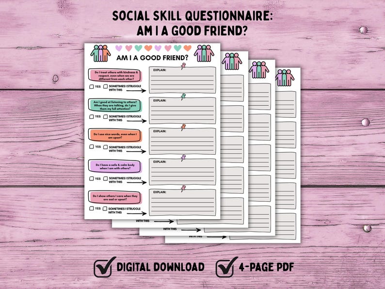 Friendship Questionnaire.pdf Social Skill Questionnaire Assessing Friendship Skills for Kids: Am I A ...