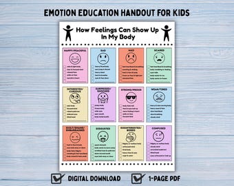 Emotion Education Handout for Kids: How feelings can show up in my body