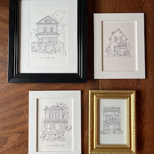 Ink & Ivy Custom Home Drawing, 5" x 7" Hand drawn Ink on watercolour paper