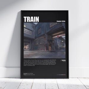 CS2-treinposter, afdrukbaar treinmuurdecor, CSGO-kaartgamedesign, CS-treinkunst, gamingkamerdecor, videogameposter, gamingafdrukken