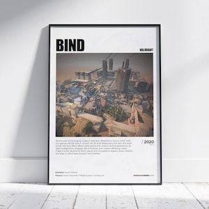 Valorant Bind kaart poster, afdrukbare Bind kaart poster, Valorant Bind kunst aan de muur, gaming room decor, videogame poster, gaming prints