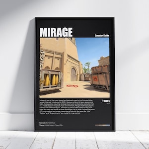 CS2 Mirage-poster, afdrukbare Mirage-muurdecoratie, CSGO-kaartspelontwerp, Cs Mirage Art, gameroomdecor, videogameposter, gamingafdrukken