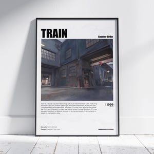 CS2-treinposter, afdrukbaar treinmuurdecor, CSGO-kaartgamedesign, CS-treinkunst, gamingkamerdecor, videogameposter, gamingafdrukken