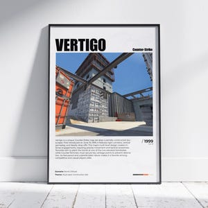 Poster CS2 vertigo, afdrukbare wanddecoratie duizeligheid, CSGO-kaart gamedesign, CS Vertigo Art, decor gamingkamer, poster videogame, gameprints