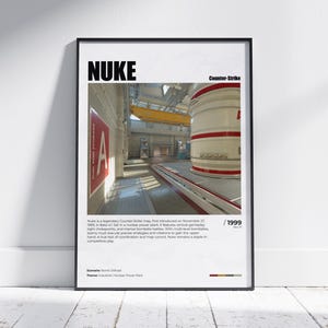 Póster de arma nuclear de CS2, decoración de pared imprimible de arma nuclear, diseño de mapa de CSGO, arte de arma nuclear de CS, decoración de sala de juegos, póster de videojuegos, impresiones de juegos