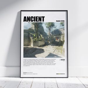 Oude poster CS2, afdrukbare oude muur decor, CSGO kaart game-design, oude kunst Cs, decor gaming kamer, videogame poster, gaming prints