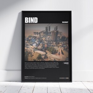 Valorant Bind kaart poster, afdrukbare Bind kaart poster, Valorant Bind kunst aan de muur, gaming room decor, videogame poster, gaming prints