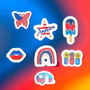 Patriotic Sticker Set: Waterproof Vinyl USA Decals - 4th of July