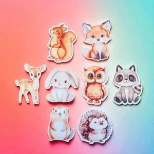 Set of 8 Woodland diecut Animal Stickers, Cute Forest animals, Forest Friends  Stickers, Woodland Nursery Decor, Animal Decals for Laptop