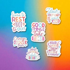 Set of 6 Motivational Sticker Pack, Inspirational Quotes, Water Bottle & Laptop Decals,Positive Affirmation Stickers, Encouraging Quotes