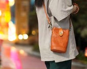 Handmade Genuine Leather Sling Bag | Vintage Crossbody Phone & Wallet Purse | Minimalist Cylinder Shoulder Bag | Gift for Women and Men