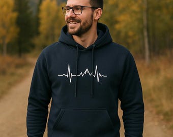 Moletom com Capuz Batimento Cardíaco da Montanha – Pulôver para Aventuras de Caminhada