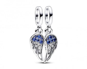 moments ale 925 sterling silver sparkling splittable angel wings dangle charm -  S925 Sterling Silver