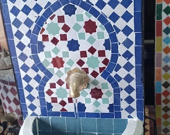Water fountain. Hand made. Traditional Moroccan ceramic. Height 47 cm and width 26 cm.