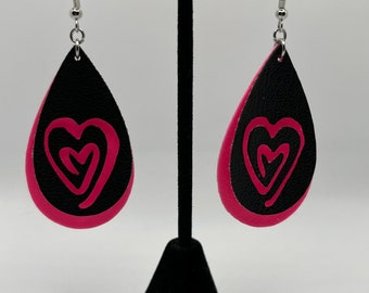 Neon Pink spiral heart earrings
