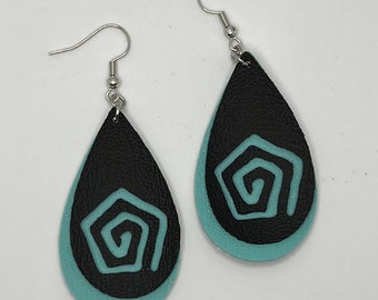 Neon Blue pentagon spiral earrings
