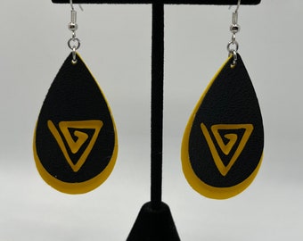 Neon yellow triangle spiral earrings