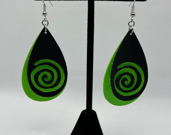 Neon Green spiral earrings