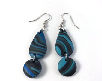 Teardrop earrings blue/black