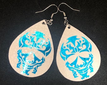 Tribal Skull Teardrop Earrings