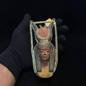Egyptian amulet for Goddess Hathor Egyptian goddess of love/motherhood/protection-wisdom-sculpture Stone made ancient Egypt mythology