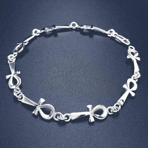 Ankh Bracelet – Sterling Silver Egyptian Jewelry | Symbol of Eternal Life | Handmade Adjustable Cuff | Gift for Him or Her.