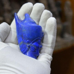 Amazing lapis lazuli amulet-ancient Egyptian king Ramsés-handcrafted gemstone antique-Egyptian mythology-sculpture gemstone statue-replica