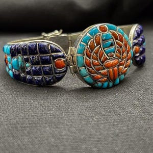 Amazing Scarab bracelet with winged Scarab sun disk/ Gemstones / replica-Egyptian antiques Mythology-Antiquities-Egyptian Jewelry