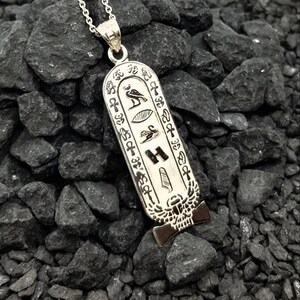 Customized Cartouche Pendant, Sterling Silver Winged Scarab Necklace, Your Name in Heiroglaphic Symbols, Personalized Egyptian Jewelry.