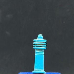 Rare Djed Pillar Amulet–Hand-Carved from Turquoise Stone–Ancient Egyptian Symbol of Stability and Eternal Life in ancient Egyptian mythology