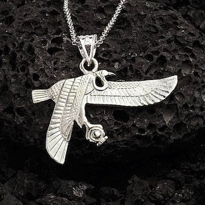 Egyptische feniksketting – Horus de Valk-ketting – Sterlingzilveren symbool van wedergeboorte en kracht – Mythische vogelhanger