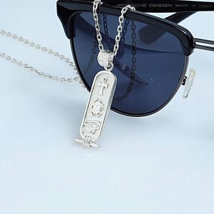Sterling Silver Egyptian Cartouche Necklace – Personalized Hieroglyphic Pendant, Ancient Egypt Jewelry, Handmade Custom Name Gift