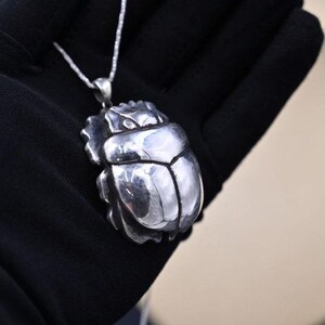 Ancient Egyptian Scarab pendant symbol made from Sliver, Egyptian Scarab hand carved made in Egypt