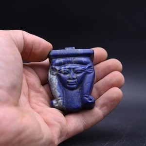 Ancient Egyptian Hathor Amulet Necklace | Lapis Lazuli Jewelry | Sacred Goddess Talisman | Spiritual Protection Gift for Her