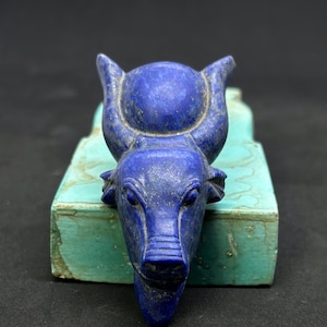 Amazing amulet of Hathor the great goddess of beauty,love and motherhood in the ancient Egyptian mythology Handcrafted  real lapis lazuli .