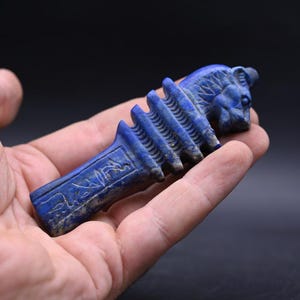 Lapis Lazuli Sekhmet Amulet Necklace – Egyptian Goddess Jewelry, Protection Pendant, Ancient Egypt Talisman