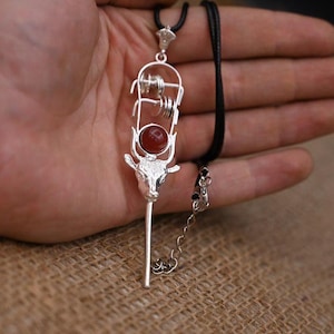 Goddess Hathor Necklace Sistrum | Egyptian Goddess Jewelry | Handmade Copper Amulet Coated with Silver | Spiritual Gift for Her or Him