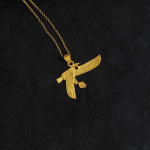 Egyptische gouden feniksketting – Horus de valk-ketting – 14k goudvermeil op sterlingzilver – Egyptische vogel – mythische vogelhanger