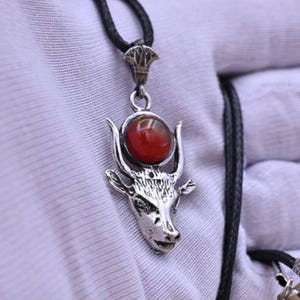 Goddess Hathor Necklace with red agate ancient Egyptian goddess of beauty,protection in the Egyptian mythology,religion Handcrafted in Egypt
