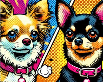 Chihuahua Pop Art Print - Bunte moderne Hunde Wandkunst (Digitaler Download)
