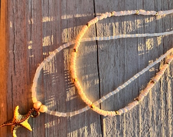 Handmade White & Gold Necklaces--Set of 2