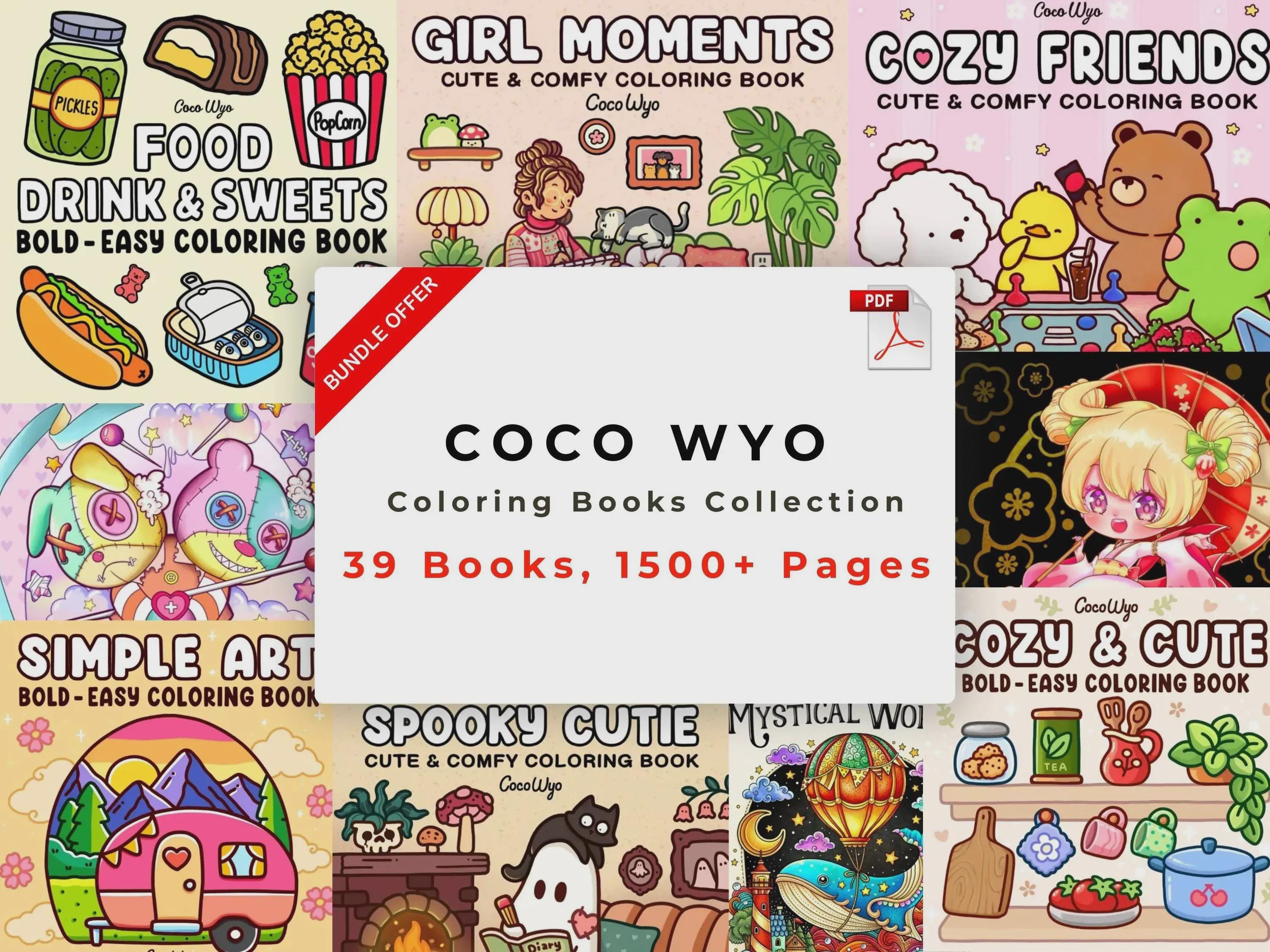 COCO WYO Mega-Malbuch-Bundle – 39 druckbare PDF-Bücher, 1500+ Seiten Fantasy, Tiere & verspielte Kunst für Erwachsene