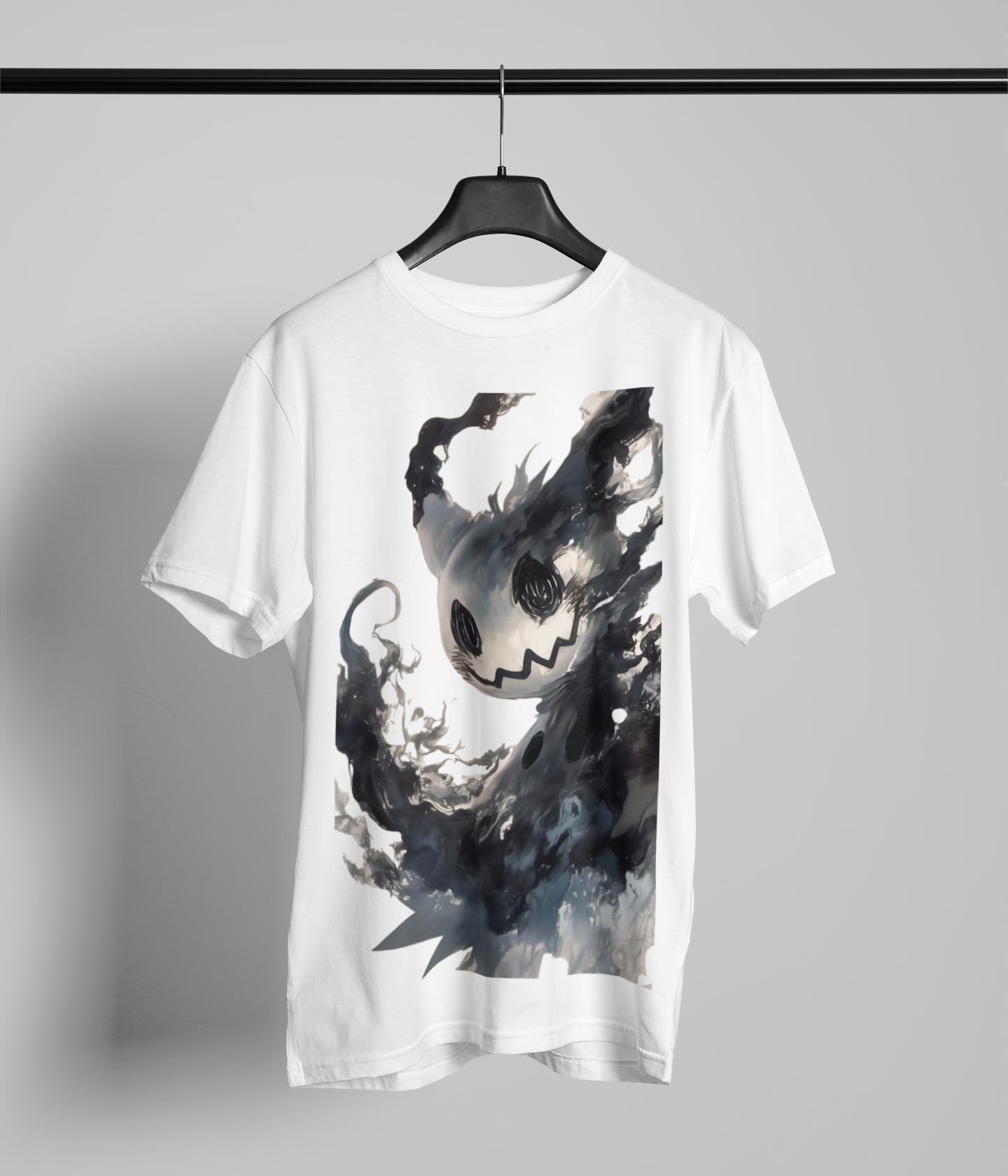 Shadow Creature Shirt, Creepy Smoke Monster Tee, Gothic Cartoon Horror T-Shirt, Unisex Anime Style Gift for Dark Aesthetic Fans