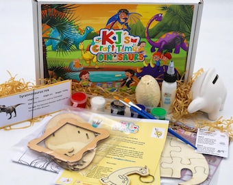 Dinosaur Craft Kit for Kids | Educational STEM Activity | DIY Dino Craft Box | Birthday Gift | Sensory & Creative Learning Kit (Ages 4+)